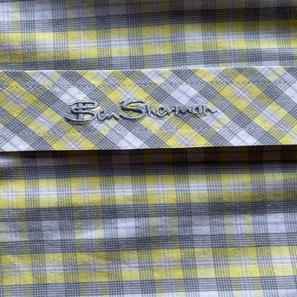 Ben Sherman Long Sleeve Button Down Shirt, Gray Yellow, Mens L - Picture 4 of 13